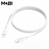 Cablu de date siliconic Mobi MC-02 USB-C la IP 27W alb