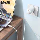 Cablu de date siliconic Mobi MC-02 USB-C la IP 27W alb