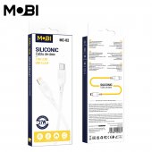Cablu de date siliconic Mobi MC-02 USB-C la IP 27W alb