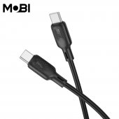 Cablu de date siliconic Mobi MC-02 USB-C la USB-C 60W negru