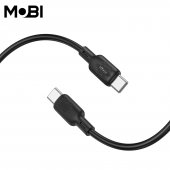 Cablu de date siliconic Mobi MC-02 USB-C la USB-C 60W negru