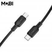 Cablu de date siliconic Mobi MC-02 USB-C la USB-C 60W negru