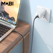 Cablu de date siliconic Mobi MC-02 USB-C la USB-C 60W negru