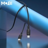 Cablu de date siliconic Mobi MC-02 USB-C la USB-C 60W negru