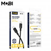 Cablu de date siliconic Mobi MC-02 USB-C la USB-C 60W negru