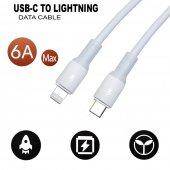 Cablu de date Type-C la Lightning 6A SX60 TPE alb