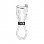 Cablu Rock Seria P8 Basic Type-C la Lightning PD 27W 3A 1 metru alb