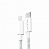 Cablu Rock R6 Type C la Type C PD 100W 5A 2 metri alb