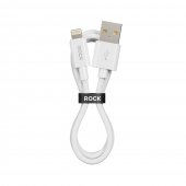 Cablu Rock Seria P8 Basic USB la Lightning 12W 2.4A 1 metru alb