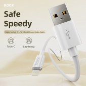 Cablu Rock Seria P8 Basic USB la Lightning 12W 2.4A 1 metru alb
