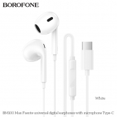 Casti In-Ear Borofone BM100 Max Fuente USB-C cu microfon alb