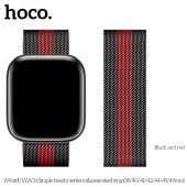 Curea Apple iWatch Hoco WA03 Milanese steel 42/44/45/49 mm black and red