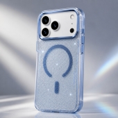 Husa Clear MagSafe Glitter Apple Iphone 17 / 18 bleumarin