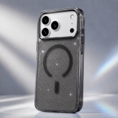 Husa Clear MagSafe Glitter Apple Iphone 17 / 18 negru