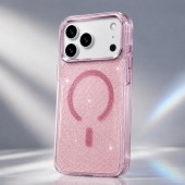 Husa Clear MagSafe Glitter Apple Iphone 17 / 18 roz