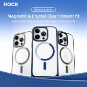 Husa magnetica Rock Guard pentru Iphone 16 negru-transparent