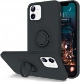 Husa Ring Silicone Case Apple Iphone 12 / 12 Pro (6.1) Black