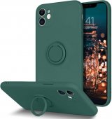 Husa Ring Silicone Case Apple Iphone 12 / 12 Pro (6.1) Army Green