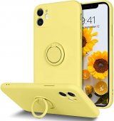 Husa Ring Silicone Case Apple Iphone 12 Pro Max (6.7) Yellow