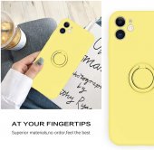 Husa Ring Silicone Case Apple Iphone 12 / 12 Pro (6.1) Yellow