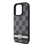 Husa telefon DKNY PU Leather Checkered Pattern and Stripe pentru iPhone 15 Pro Max Black