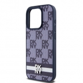 Husa telefon DKNY PU Leather Checkered Pattern and Stripe pentru iPhone 15 Pro Max Blue