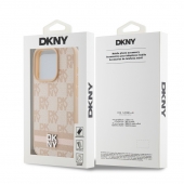 Husa telefon DKNY PU Leather Checkered Pattern and Stripe pentru iPhone 15 Pro Max Pink