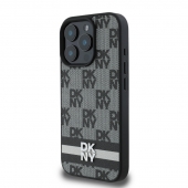 Husa telefon DKNY PU Leather Checkered Pattern and Stripe pentru iPhone 16 Pro Max Black