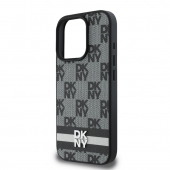 Husa telefon DKNY PU Leather Checkered Pattern and Stripe pentru iPhone 16 Pro Max Black