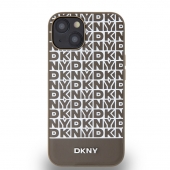 Husa telefon DKNY PU Leather Repeat Pattern Bottom Stripe MagSafe pentru iPhone 14 Brown