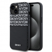 Husa telefon DKNY PU Leather Repeat Pattern Card Pocket pentru iPhone 14 Black