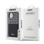 Husa telefon DKNY PU Leather Repeat Pattern Card Pocket pentru iPhone 14 Black