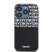 Husa telefon DKNY PU Leather Repeat Pattern Card Pocket pentru iPhone 14 Pro Black