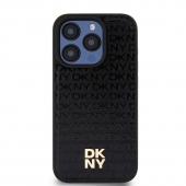 Husa telefon DKNY PU Leather Repeat Pattern Stack Logo MagSafe pentru iPhone 15 Pro Black