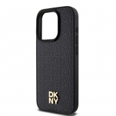 Husa telefon DKNY PU Leather Repeat Pattern Stack Logo MagSafe pentru iPhone 15 Pro Black