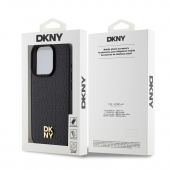 Husa telefon DKNY PU Leather Repeat Pattern Stack Logo MagSafe pentru iPhone 15 Pro Black