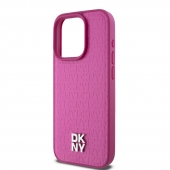 Husa telefon DKNY PU Leather Repeat Pattern Stack Logo MagSafe pentru iPhone 15 Pro Pink