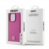 Husa telefon DKNY PU Leather Repeat Pattern Stack Logo MagSafe pentru iPhone 15 Pro Pink
