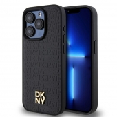 Husa telefon DKNY PU Leather Repeat Pattern Stack Logo MagSafe pentru iPhone 15 ro Max Black