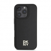 Husa telefon DKNY PU Leather Repeat Pattern Stack Logo MagSafe pentru iPhone 16 Pro Black