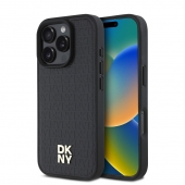 Husa telefon DKNY PU Leather Repeat Pattern Stack Logo MagSafe pentru iPhone 16 Pro Black