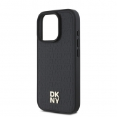 Husa telefon DKNY PU Leather Repeat Pattern Stack Logo MagSafe pentru iPhone 16 Pro Black
