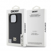 Husa telefon DKNY PU Leather Repeat Pattern Stack Logo MagSafe pentru iPhone 16 Pro Black