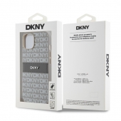Husa telefon DKNY PU Leather Repeat Pattern Tonal Stripe pentru iPhone 14 Beige