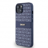 Husa telefon DKNY PU Leather Repeat Pattern Tonal Stripe pentru iPhone 14 Blue