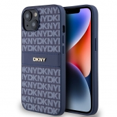 Husa telefon DKNY PU Leather Repeat Pattern Tonal Stripe pentru iPhone 14 Blue