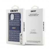 Husa telefon DKNY PU Leather Repeat Pattern Tonal Stripe pentru iPhone 14 Blue