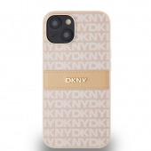 Husa telefon DKNY PU Leather Repeat Pattern Tonal Stripe pentru iPhone 14 Pink