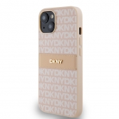 Husa telefon DKNY PU Leather Repeat Pattern Tonal Stripe pentru iPhone 14 Pink