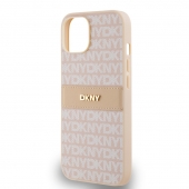 Husa telefon DKNY PU Leather Repeat Pattern Tonal Stripe pentru iPhone 14 Pink
